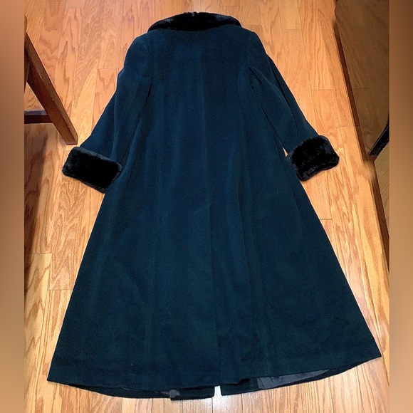 Women’s 8 SEARLE BLATT STUDIO Real Fur Trim Cashmere Full Length Coat Jacket - Picture 10 of 14